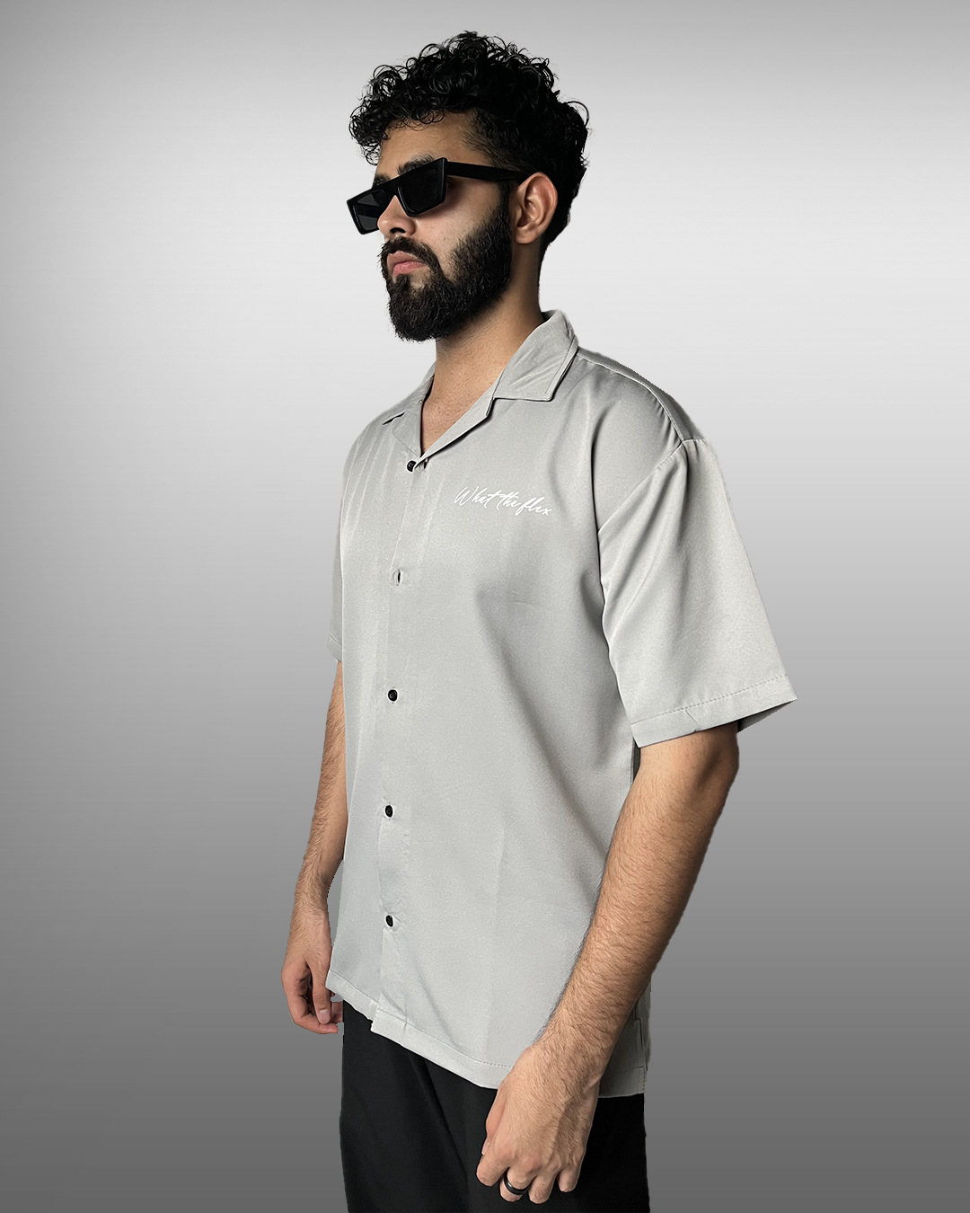 bowling, cuban, streetwear, retro, camp, guayabera, shirts, grey