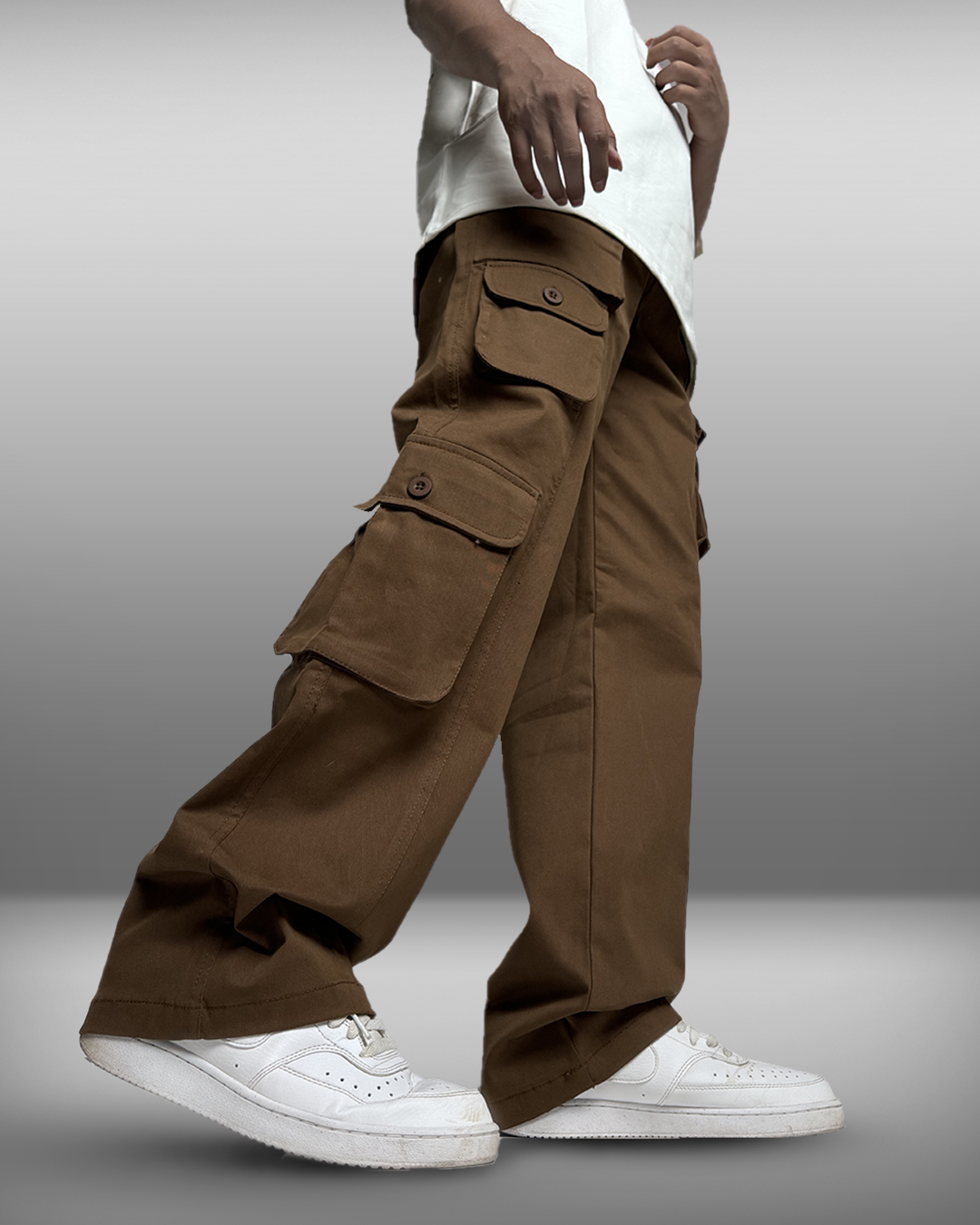 cargo, pants, relaxed, comfortable, pockets, brown