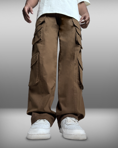 cargo, pants, relaxed, comfortable, pockets, brown