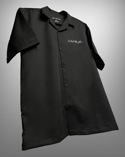 bowling, cuban, streetwear, retro, camp, guayabera, shirts, black