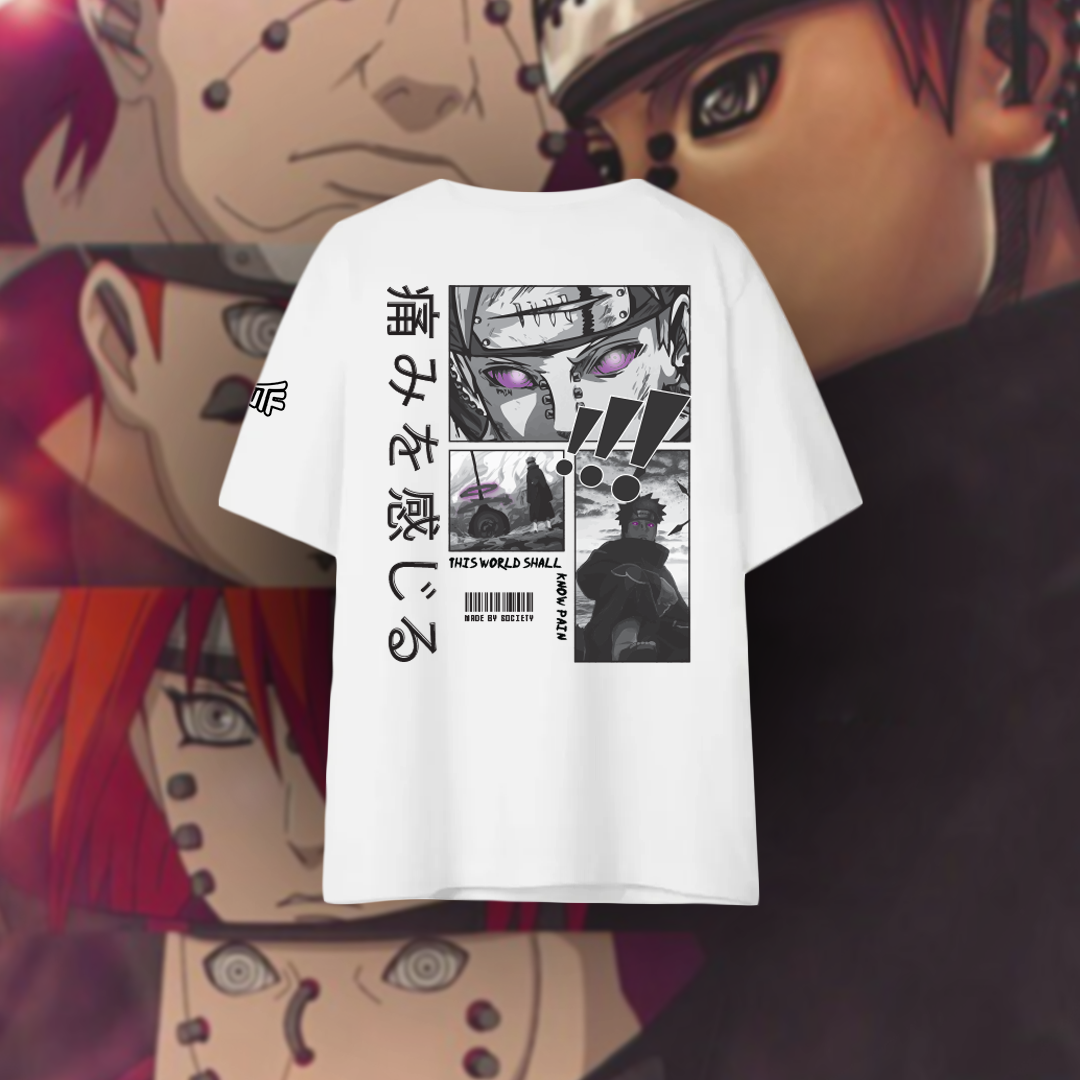 t shirts naruto , anime merch , naruto oversized t shirt , naruto t shirt white , white Naruto oversized t shirt , naruto pain oversized t shirt